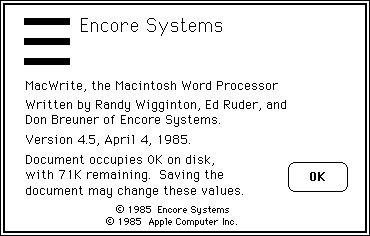 Disk-Based MacWrite
